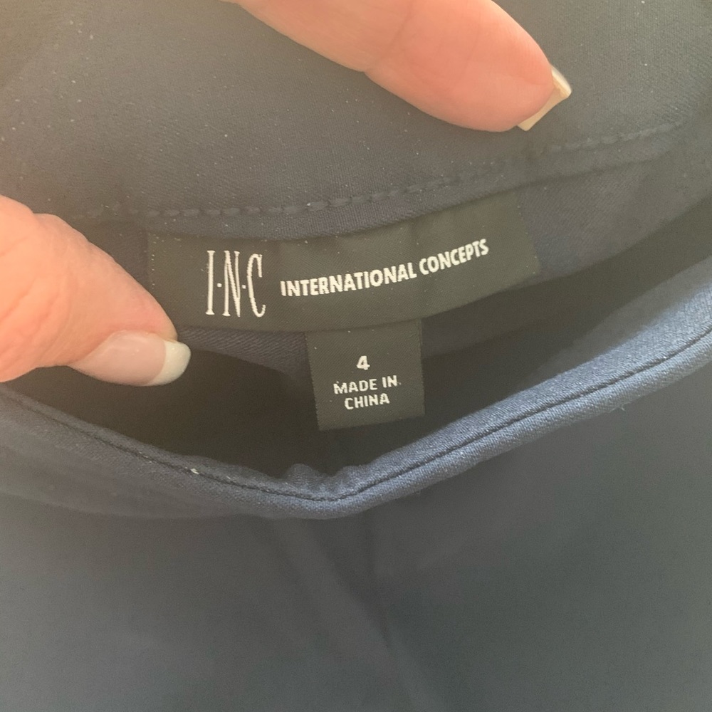 INC Navy Blue Capris Pants with Scallop bottom - Picture 3 of 5